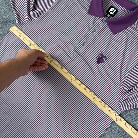 Footjoy West Chester Country Club Polo Golf Shirt Men's Medium Striped Purple - Picture 6 of 9